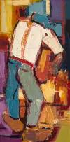 Ephraim Ngatane, Accordion Man, mixed media on board