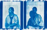 Adji Dieye, A VENDRE, L'Anonyme_Zero, Un, Deux, diptych (For Sale, The Anonymous_Zero, One, Two), 2023, cyanotype on watercolour paper