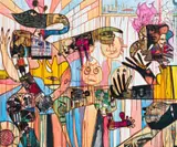Blessing Ngobeni, Bullfighter (Capitalist), mixed media on canvas
