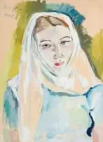 Irma Stern, Portrait of a Lady, gouache on paper laid down on board