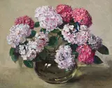 Frans Oerder, Hydrangeas in a Bowl, oil on canvas