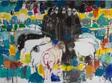Misheck Masamvu, Behind Locked Doors Does Not Feel Safe Anymore, oil on canvas