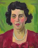 Maggie Laubser, Portrait of a Woman (Portret van Mev Pretorius in 1945), oil on cardboard