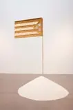 Gerald Machona, Flagging the Nation, 2012, Decommissioned Currency (Old South Africa Rand, Zimbabwean Dollar, Mozambican Meticais, Angolan Kwanza, Old Zaires), fabric, stainless steel, marble, sand