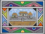 Esther Mahlangu, Untitled (Ndebele Scene), acrylic on canvas
