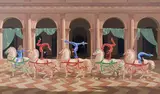 Neil Rodger, Acrobats at the Villa, oil on canvas