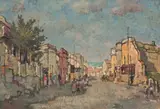 Tafelbaai vanaf Chiappini Straat, Slamsebuurt by Gregoire Boonzaier, oil on canvas, offered Sep 2024