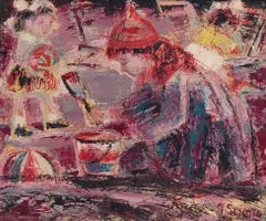 Children at the Beach by Gerard Sekoto, oil on canvas laid down on board, sold Sep 2024