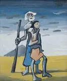 Peter Clarke, Refugees from the Drought-Stricken Zone, oil on canvas