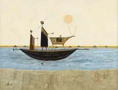 Amadou Ba, Senegal River, mixed media on canvas