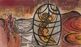 Wolraad Woltemade, White Monday Disaster Series by Cecil Skotnes, carved and incised woodblock matrix, sold Sep 2024