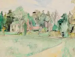 Bindon Abbey by Maud Sumner, ink and watercolour on paper, offered Sep 2024