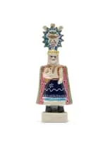 John Leask Nowers, Figure wearing a hat and holding a dove, painted and glazed ceramic