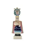 John Leask Nowers, Figure wearing a hat and holding a dove, painted and glazed ceramic