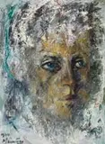 Kopstudie in Wit (Study of a Head in White) (JM 696) by Johannes Meintjes, oil on board, sold Sep 2024
