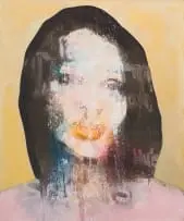 Dion Cupido, Portrait of a Woman with Gold Background, mixed media on canvas