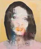 Dion Cupido, Portrait of a Woman with Gold Background, mixed media on canvas