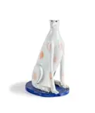 Nico Masemola, White dog with peach spots, painted and glazed ceramic