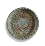 Gunnar Nylund, Shallow bowl with relief patterns, painted and glazed stoneware