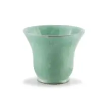 Flared collar vase by Globe Potteries, green-glazed stoneware, sold Sep 2024