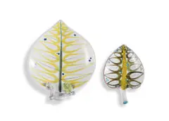 Stig Lindberg, Pair of leaf plates, painted and glazed ceramic