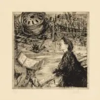 William Kentridge, Halley's Comet, 1986, etching on paper