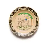 John Leask Nowers, Plate with woman riding a cat motif, painted and glazed ceramic