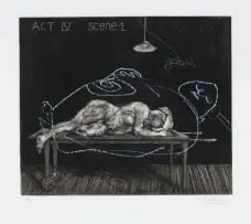 William Kentridge, Ubu Tells the Truth, Act IV Scene I, etching on paper