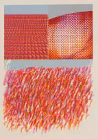 Helmut Starcke, Abstract in Pink, Orange and Blue, screenprint on paper