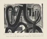 Cecil Skotnes, Two Abstract Figures, woodcut on paper