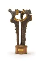 Mike (Michael) Edwards, Form II, bronze with brown patina, on a wooden base