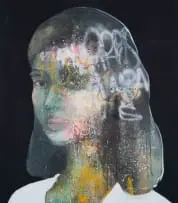 Dion Cupido, Portrait of a Woman, mixed media on canvas
