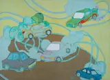 Katharien de Villiers, Fellas, not cause all you can steer that don't mean all you can drive boy, 2017, mixed media on synthetic fabric