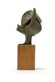 Mike (Michael) Edwards, Form I, bronze with a brown and verdigris patina, on a wooden base