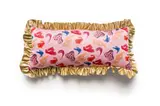Christopher Peter, Rectangular cushion with Georg Jensen inspired pattern and gold trim, satin fabric with down filling and Castellano Beltrame trim