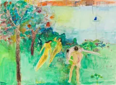 Wendy Anziska, Allegory in a Green Landscape, gouache on paper