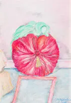 Red Velvet Cushion by Christopher Peter, mixed media on paper, offered Sep 2024
