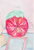 Christopher Peter, Red Velvet Cushion, mixed media on paper