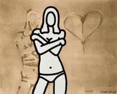 Richard Scott, Love Me!, mixed media on paper