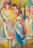 Kenneth Baker, Woman and Children, oil on board