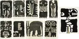 Wopko Jensma, Collection of Sing for Our Execution and three books, thirteen, woodcut print on paper, screenprint on paper and books
