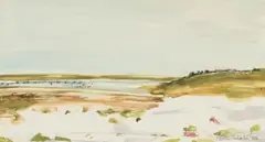 Alice Elahi, Beach Scene, watercolour on paper