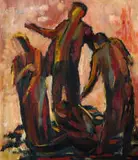 Kenneth Baker, Four Men, oil on board