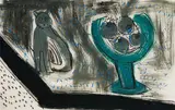 Charles Gassner, Cat with Fruit in a Bowl