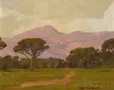 Hugh Stevenson, Mountain Landscape, oil on board
