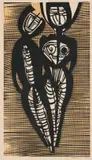 Cecil Skotnes, Two Figures, woodcut on paper