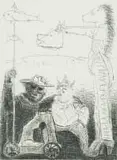 Braam Kruger, Om Kwart voor Twaalf, etching on paper