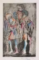 Eric Mbatha, Figures, mixed media on paper