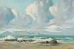 Table Mountain by Johannes Oldert, oil on canvas laid down on board, sold Sep 2024
