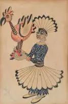 John Dronsfield, Doll and Bird Figures, mixed media on paper